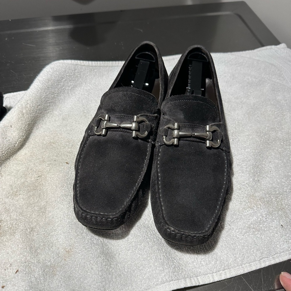 Salvatore Ferragamo Gray Suede Driver